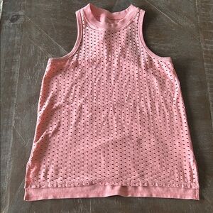 MPG Pink Eyelet Knit Tank Top